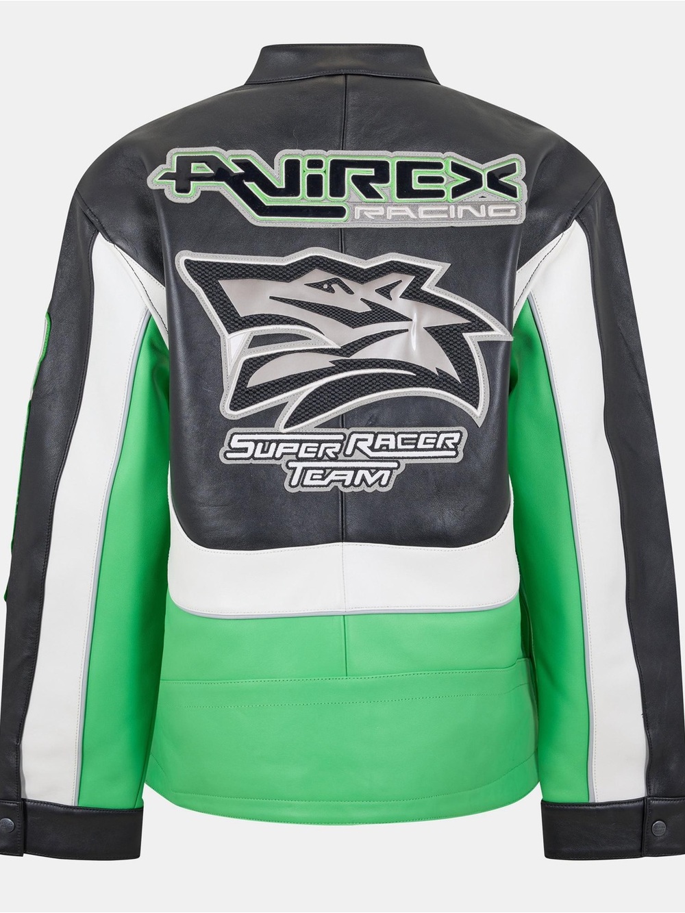 Avirex Lone Wolf Men’s Motorcycle Racer Leather Jacket Size XL Neon Green/Black